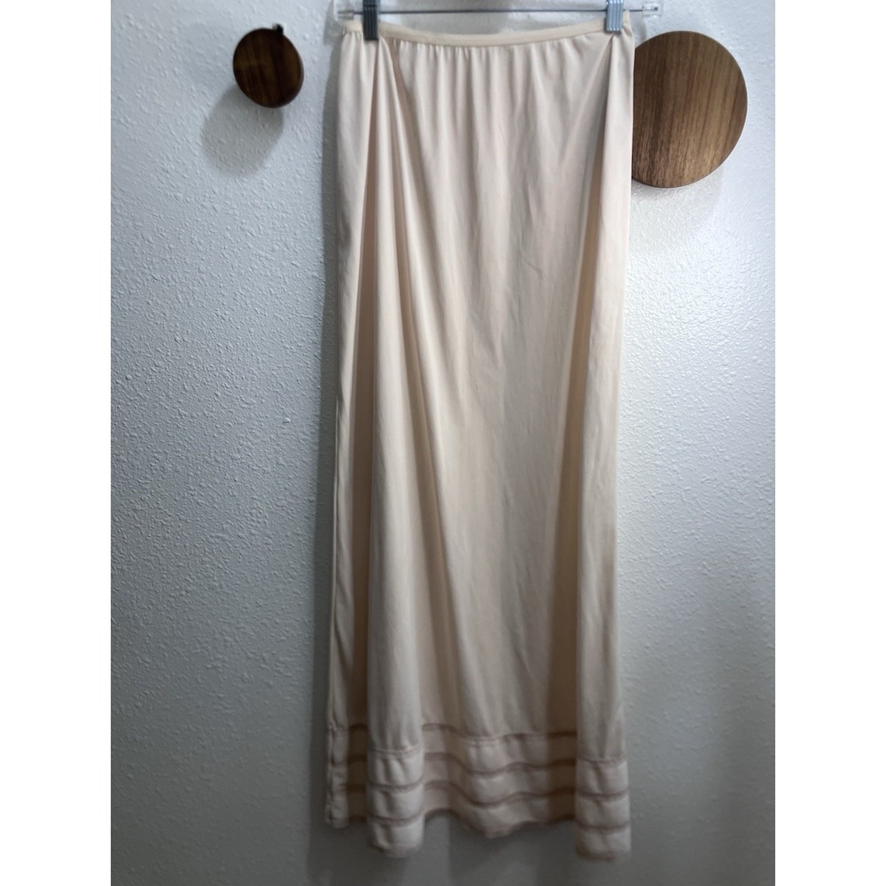 Lorraine Cream Peachy Laced Trim Slip Skirt Medium Intimate Coquette Feminine